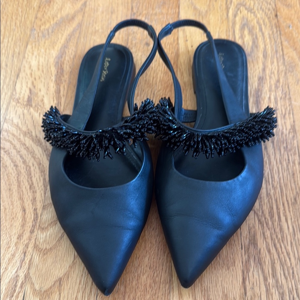 & Other Stories Black Pointed-Toe Slingback Flats, size 39